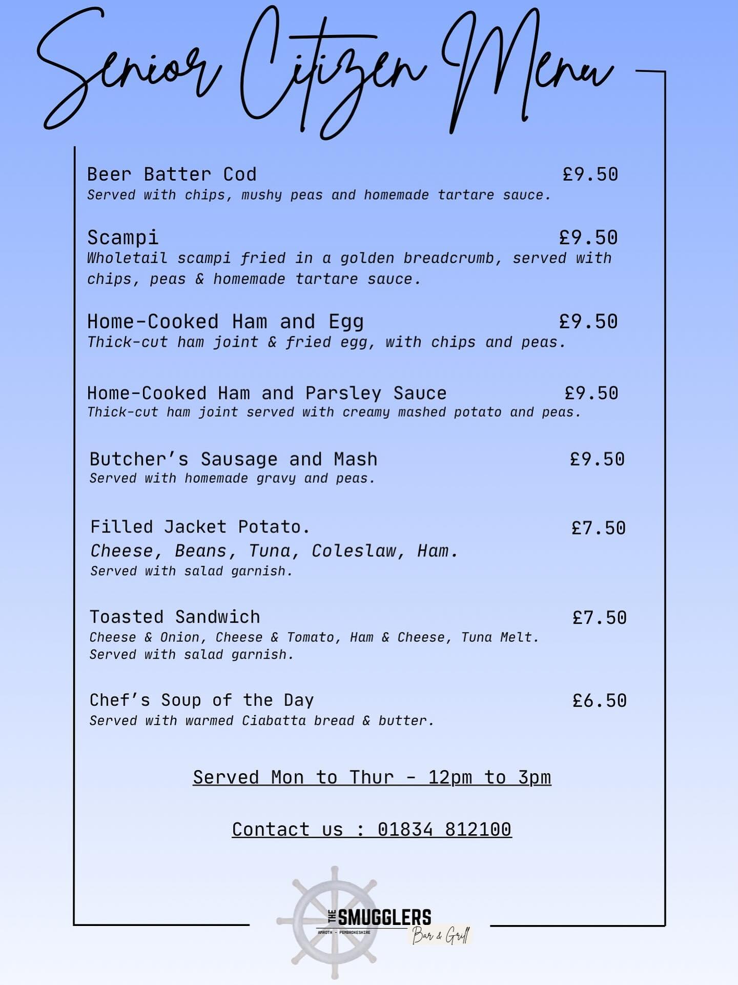 Seniors Menu